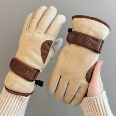 麂皮絨手套男女秋冬季加絨加厚保暖防寒可觸屏騎行戶外滑雪棉手套