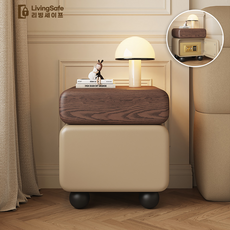 리빙세이프 스마트금고 가정용금고 금고협탁 미니금고 소형금고 침실협탁, 월넛+진베이지