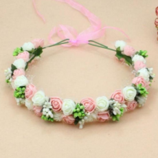 셀프웨딩 촬영용 36송이 장미 꽃화관 인디핑크 화이트 믹스, 본상품