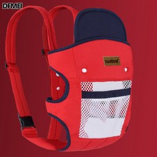 DFMEI 嬰兒揹帶前後兩用前抱橫抱式簡易傳統老式寶寶背袋背孩子揹帶背巾, 天而03網款-撞色紅色