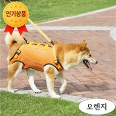 스마트픽 슬개골 보호 전신 하네스 노견 수술 후 강아지 산책 회복 보조 안전 버클 조절 슬개골 보조기, 오렌지