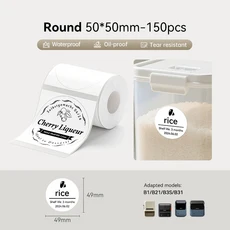 3 롤 NI B21 B3S B1 B31 열 라벨 의류 자체 접착 태그 방수 스마트 오 포켓 프린터, RoundWT50x50-3roll