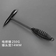 電焊工專用敲渣錘 扁尖頭 彈簧防震, 1個, +300g高碳鋼實心/彈簧防震手錘