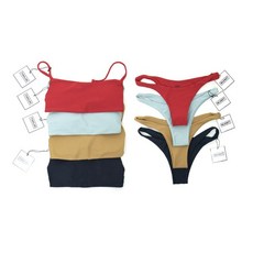 탱크탑 심플 고급 비키니 노와이어 상하 세트 국내 생산, L, 레드