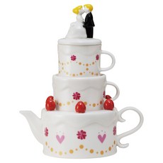 sun art 趣味餐具 兩人份茶具組 幸福婚禮, 混合顏色, 茶壺1入+茶杯2入, 1個