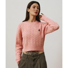빈트릴 우먼즈 에센셜 해시태그 로고 크롭 니트 핑크 BA243KT501PKICDH5576288