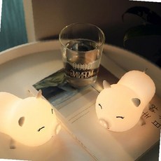 돼지 모양 실리콘 조명 터치 센서 수면등 침실 취침 분위기 램프 아기방 어린이, 1개, 상세페이지 참조
