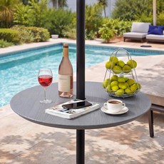 노바브라이트 20인치 야외 조절식 우산 테이블 1 5인치 구멍 HDPE 파티오 극 트레이 초원 뒷마당 해변 정원 풀사이드를 위한 휴대용 원형 상단 높이 조절