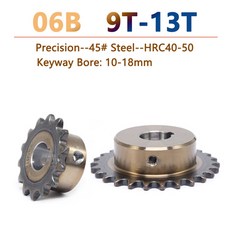 1PC 9T 13T 스프로킷 산업용 드라이브 정밀 10 06B 11, 13 Teeth, 10mm (keyway 3mm)