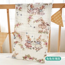 桃園出貨 口水巾 夏季薄款嬰兒三角巾 防水圍兜 嬰兒口水巾紗布毛巾兒童小方巾純棉 口水巾嬰兒全棉360吸水圍嘴非防水新, 兔兔玫瑰園-童巾【25*50cm】, 1個