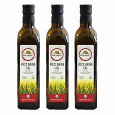 현미유 미강유 100% 쌀눈 쌀겨 프리미엄 최고등급 NON-GMO 코셔 발연점높은 오일 고온 요리 소스, 3개, 500ml