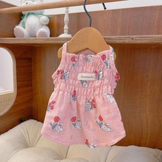 애완 동물 옷 강아지 고양이 봄 귀여운 만화 면화 홈 부모자식 의류 테디 베어 꽃 드레스 냉각 조끼, 색상: 2. 3 / 크기: G. XS(안전구조장비)