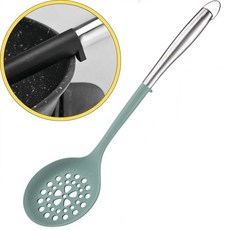 瀝水勺，食品級材質，加長手柄，一體成型，簡約時尚, 綠色漏勺, 1個
