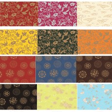 예한 전통문양 한지 고전 무늬 색한지 640X940mm 금분 은분 국화 추석 명절 포장 예단, 당초문양_빨강