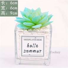 台灣出貨 熱賣 ins風仿真多肉盆栽 仙人掌綠植 客廳擺件 小盆栽裝飾品 綠植假花桌面擺設, 藍綠玫+ins小方玻, 1個