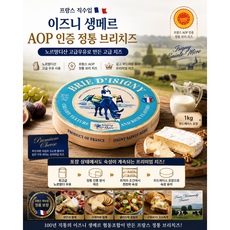 [프랑스직수입] AOP인증 이즈니 생메르 정통 브리치즈 1kg / 노르망디산 우유로 만든 고급치즈로 우드케이스에 담겨 포장상태에서도 숙성이 계속되는 프리미엄치즈 가정용 업소용, 1개
