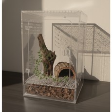도마뱀 사육장 파충류 투명 케이지 크레스티드 게코 하우스 집, 1개, S(15*15*25cm)
