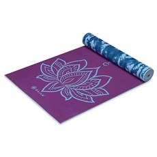 Gaiam 요가 매트 프리미엄 프린트 양면 매우 도톰한 미끄럼 방지 요가용 피트니스 매트 필라테스 및 바닥 운동용 6mm 보호 포크 147077, 퍼플 연꽃, 1개