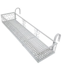 MK 베란다 화분걸이대 일반 난간용 (직각 80 X 20cm) 난간고리2개형, 화이트, 1단
