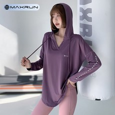 秋冬連帽運動上衣女寬鬆跑步罩衫大碼健身服透氣速幹瑜伽服長袖