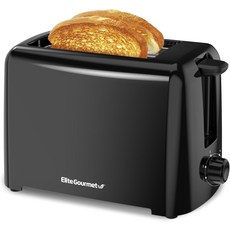 엘리트 고메 ECT1027B 6가지 온도 설정 및 엑스트라 와이드 1.25 슬롯 베이글 와플 스페셜티 빵 퍼프 페이스트리 스낵 ETL 인증 2조각 블랙, 2 Slice_Black, 1개