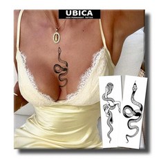 UBICA 반영구 타투 2장 현실적인 대형 섹시 플라워 임시 타투 여성용 허벅지 성인용 가짜 타투 2주 지속 방수 무반사 타투 (거미줄 릴리 플로럴), 스네이크 랩 & 코일 스네이크