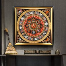 經線 佛像藝術裝飾畫, 西藏唐卡 DIY 新款客廳復古藝術印花十字繡精準棉線小正方形中格秀, 1件
