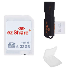ez Share Wi-Fi SD記憶卡 32GB 第四代 附贈讀卡機與卡盒 Class 10高速傳輸, 1個, 第四代 32G+讀卡機+卡盒