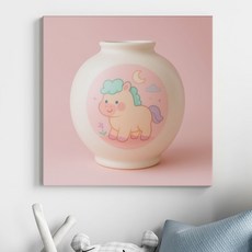 세잔느화실 새해선물 아기말 그림 5종 아이방 꾸미기 그림액자 말그림 달항아리 감성 인테리어 2026 병오년, 캔버스액자 (36x36cm)
