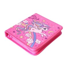 獨角獸卡通美術繪畫用品水彩筆收納包, 1個, 玫紅色