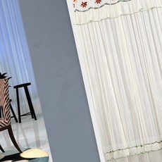 레이스 문가리개 커튼 단풍 패턴 공간 분리 120x