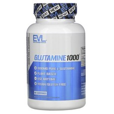 EVLUTIONNUTRITION 谷氨酰胺 1000 粒無麩質素食素食膠囊, 120顆, 1瓶