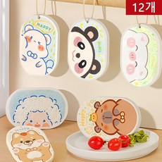 오토림 천연 펄프 수세미 세트 / 주방 다용도 세척 스펀지, 12개