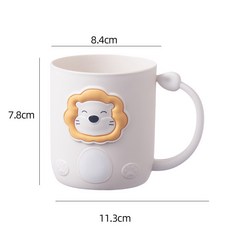 兒童可愛獅子造型漱口杯, 【1個裝】白色/食品級材質, 1個