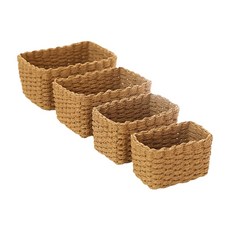 4/5 휴대용 직조 바구니 팩 컴팩트한 생활 공간에서 쉽게 이동할 수 있는 이상적인 제품입니다, A, 4개