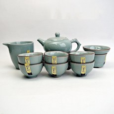 自在坊茶具 定青瓷10件組 冰裂紋 禪風功夫茶具禮盒組, 定青瓷十件組-藍, 1個, 10件