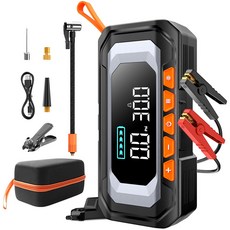 NICESUN 6in1 차량용 점프스타터+에어펌프+스마트 점프 케이블+12V 긴급 시동 점프스타터+16000mAh 대용량 보조배터리+LED 조명 휴대용 멀티 응급 키트, 1개, 1개입 1개, 1개입
