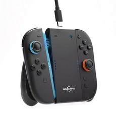 2000mAH 배터리가 내장된 스위치 2 조이콘 충전 그립 닌텐도 조이콘용 슈퍼 마그네틱 핸들 중 플레이를 위한 인체공학적 컨트롤러 액세서리 블랙(배터리 블랙 내장), USB Charging Black