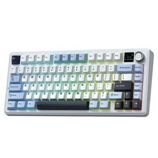 F75 MAX 무선 손잡이 스크린 75 레이아웃 키보드(TFT ) 기계식 ANSI E 유선/블루투스/2.4G 스포츠 게임용 키보드, 01 LEOBOG Reaper switch, [01] Reef Black