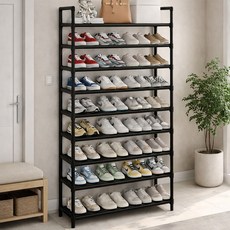 라온프리 튼튼한 현관 신발장 정리대, 9단, 블랙 60cm