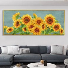 구슬십자수 해바라기꽃 재물 큐빅 비즈 꽃 보석십자수 100x50cm, 1개, 드릴 AB 오로라 150 70cm