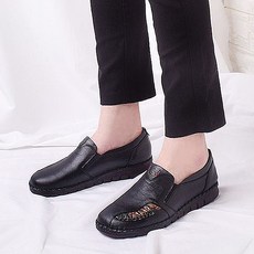 중년 여성슬립온 소가죽 컴포트화 쿠션 신발 단화 엄마신발 효도화 3cm