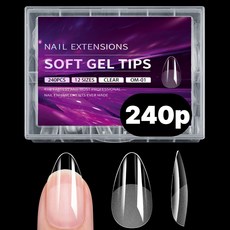 블루빈 인조 손톱 네일 연장 아몬드 팁, 240개, 투명