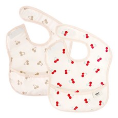 아이주 방수 포켓 이유식턱받이, 1세트, 2개입, C세트 레드체리 + 크림체리