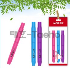 모리스 JUSTCLICK 노크식 형광펜 M 3개 세트, 1팩, 형광펜 M 핑크 1 + 블루 1 + 바이올렛 1