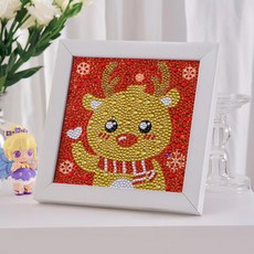 DIY 키링 재료 십이간지 벽시계 액자 열쇠고리 만들기, 1개, 연노랑 순록