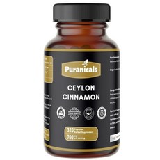Puranicals 실론 시나몬 프리미엄 320캡슐 GMO 프리 및 글루텐 프리 | 허브 보충제 | 1회 제공량당 700mg | 100% 순수 실론 시나몬 파우더로 제작, Puranicals 실론 시나몬 프리미엄 320캡슐 G, 1개