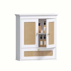 스피리치 욕실 캐비닛 벽걸이 변기 위의 작은 문과 조절 가능한 선반이 있는 의약품 정리함 흰색, Rectangular