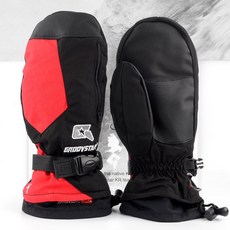 지원군몰 GROOVSTAR 방한용 보드 벙어리장갑 남성 여성 스키장갑, 빨강, 1개