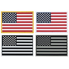 Thin Red Line 미국 국기 패치 2팩 세트 소방관 소방관 5.1 x 7.6cm(2 x 3인치) PVC 후크 앤 루프 패스너/뒷면 의류 재킷 모자 유니폼